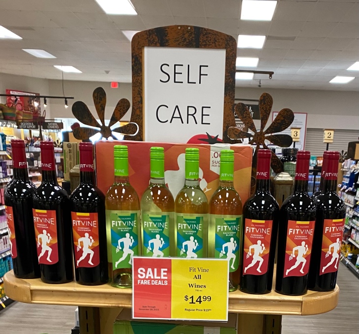 Wine under self-care sign